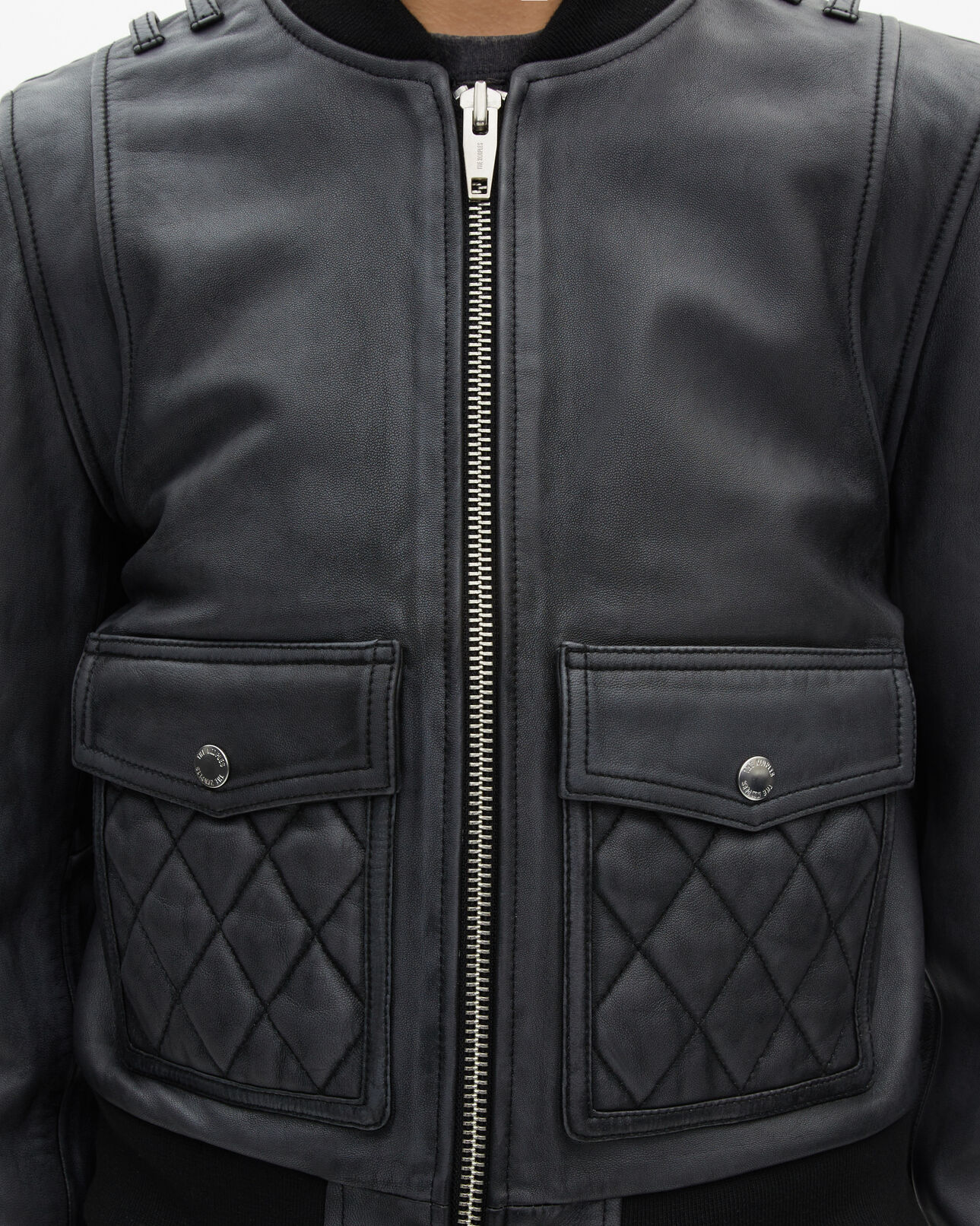 The Kooples FEMME BLACK WASHED blouson en cuir noir