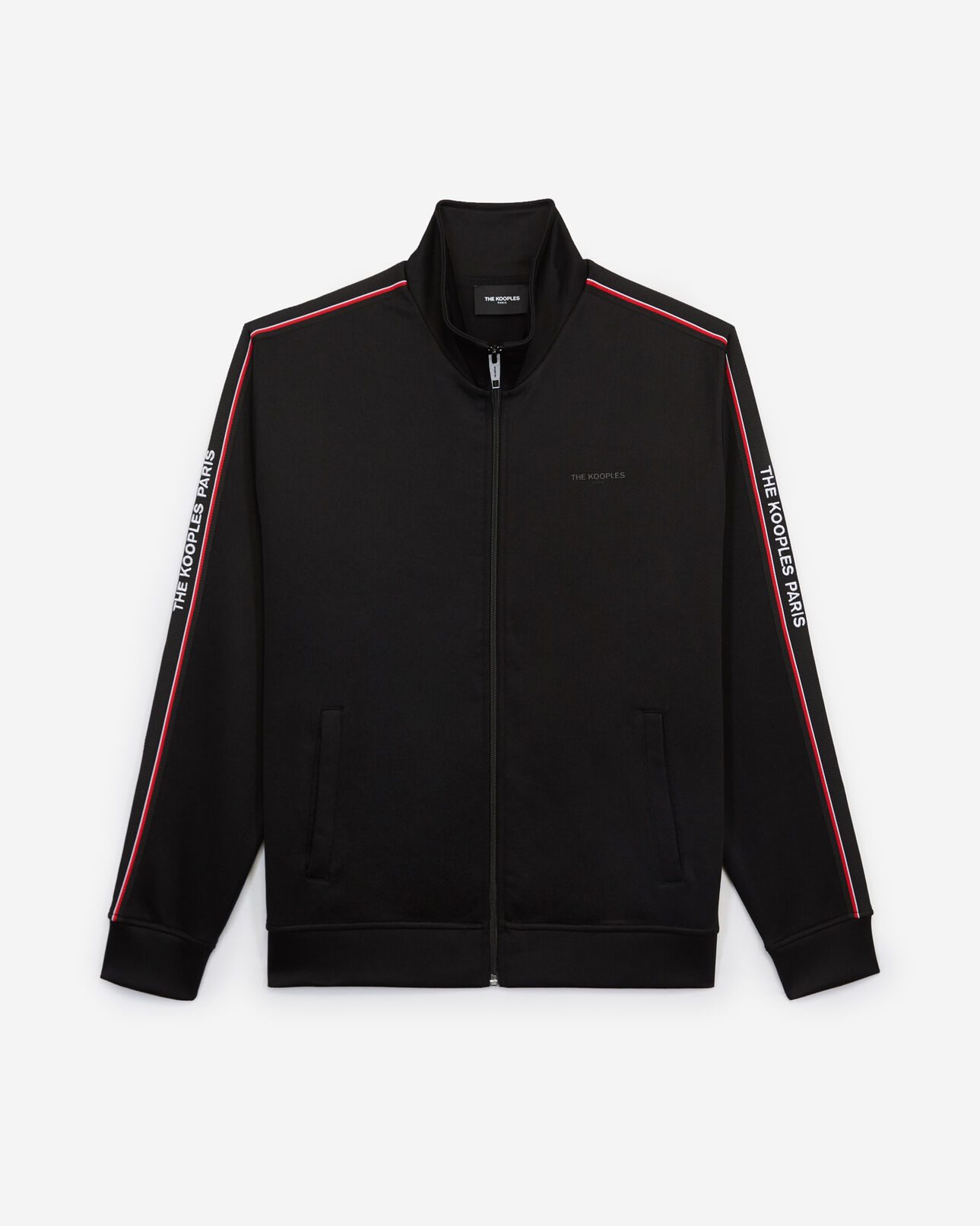 The Kooples HOMME BLACK sweat noir zippé col montant bande logo