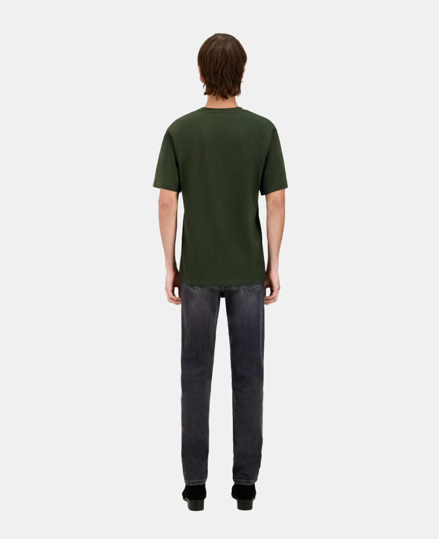 The Kooples HERREN DARK GREEN khakifarbenes herren-t-shirt mit siebdruck