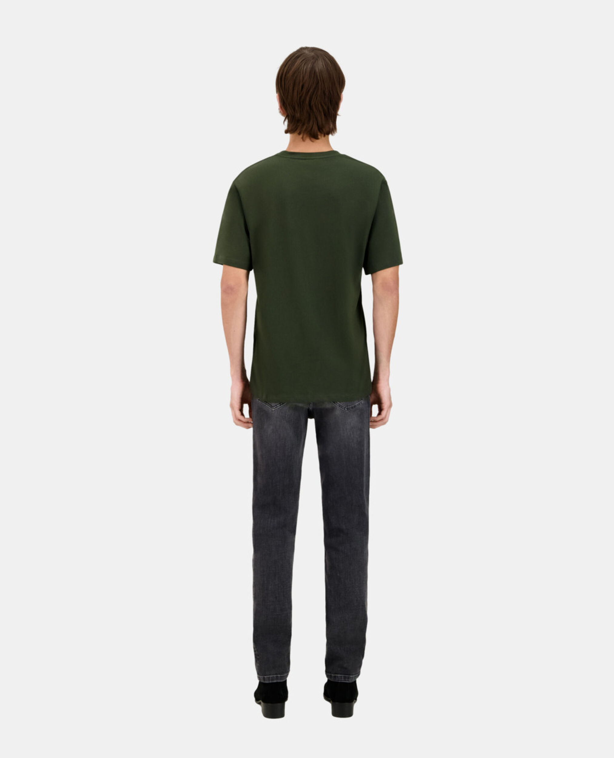 Khakifarbenes Herren-T-Shirt mit Siebdruck, DARK GREEN, hi-res image number null