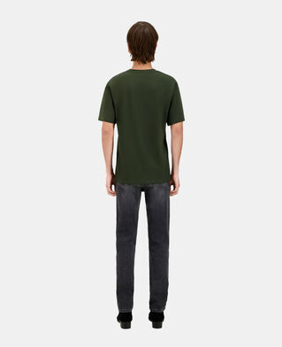 The Kooples HERREN DARK GREEN khakifarbenes herren-t-shirt mit siebdruck