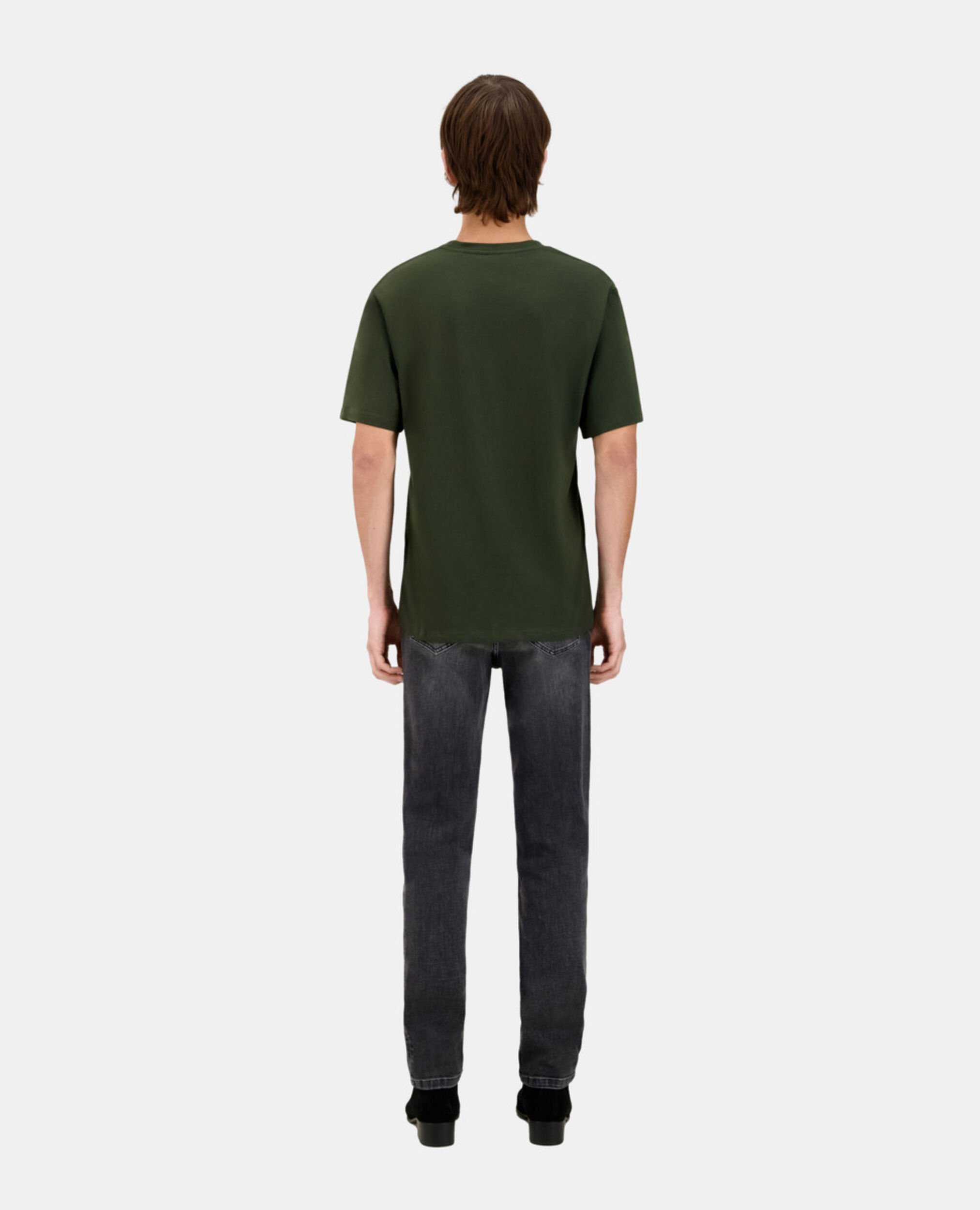 Khakifarbenes Herren-T-Shirt mit Siebdruck, DARK GREEN, hi-res image number null