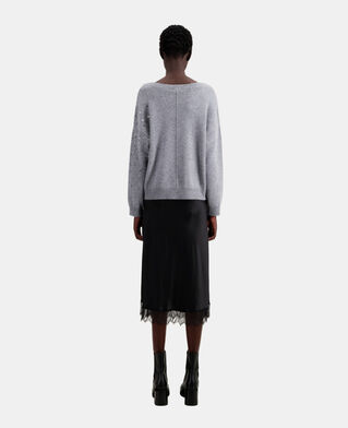 The Kooples F MIDDLE GREY MEL grey sweater in cashmere-blend with stars