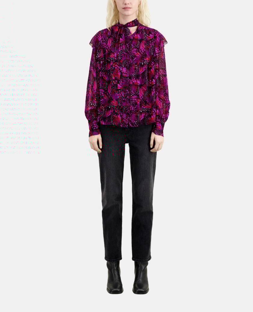 The Kooples FEMME PINK top imprimé avec volants