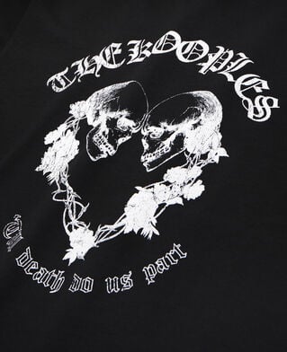 The Kooples MEN BLACK black t-shirt with skull heart serigraphy