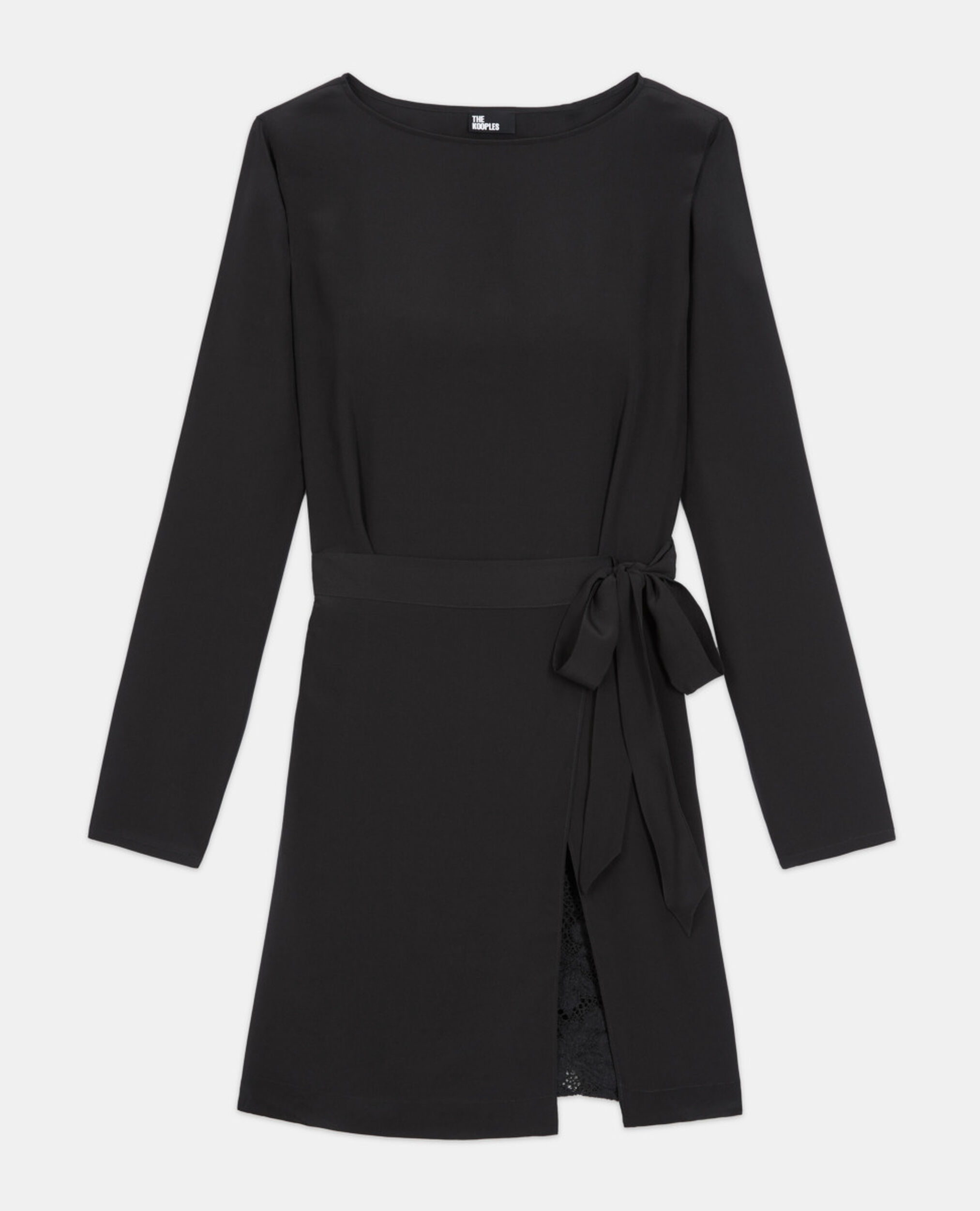 Short black silk dress, BLACK, hi-res image number null
