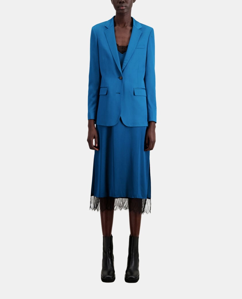 The Kooples F DEEP BLUE blue satin suit blazer