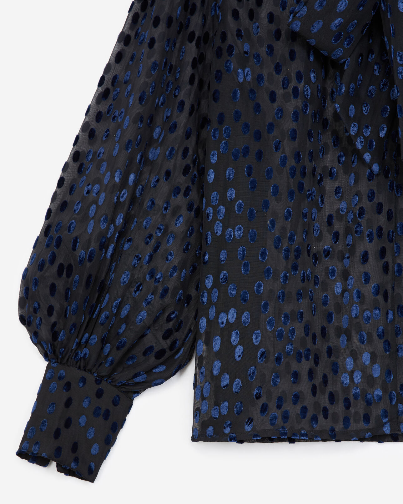 The Kooples MUJER BLACK / PURPLE top cuello corbata terciopelo devoré lunares