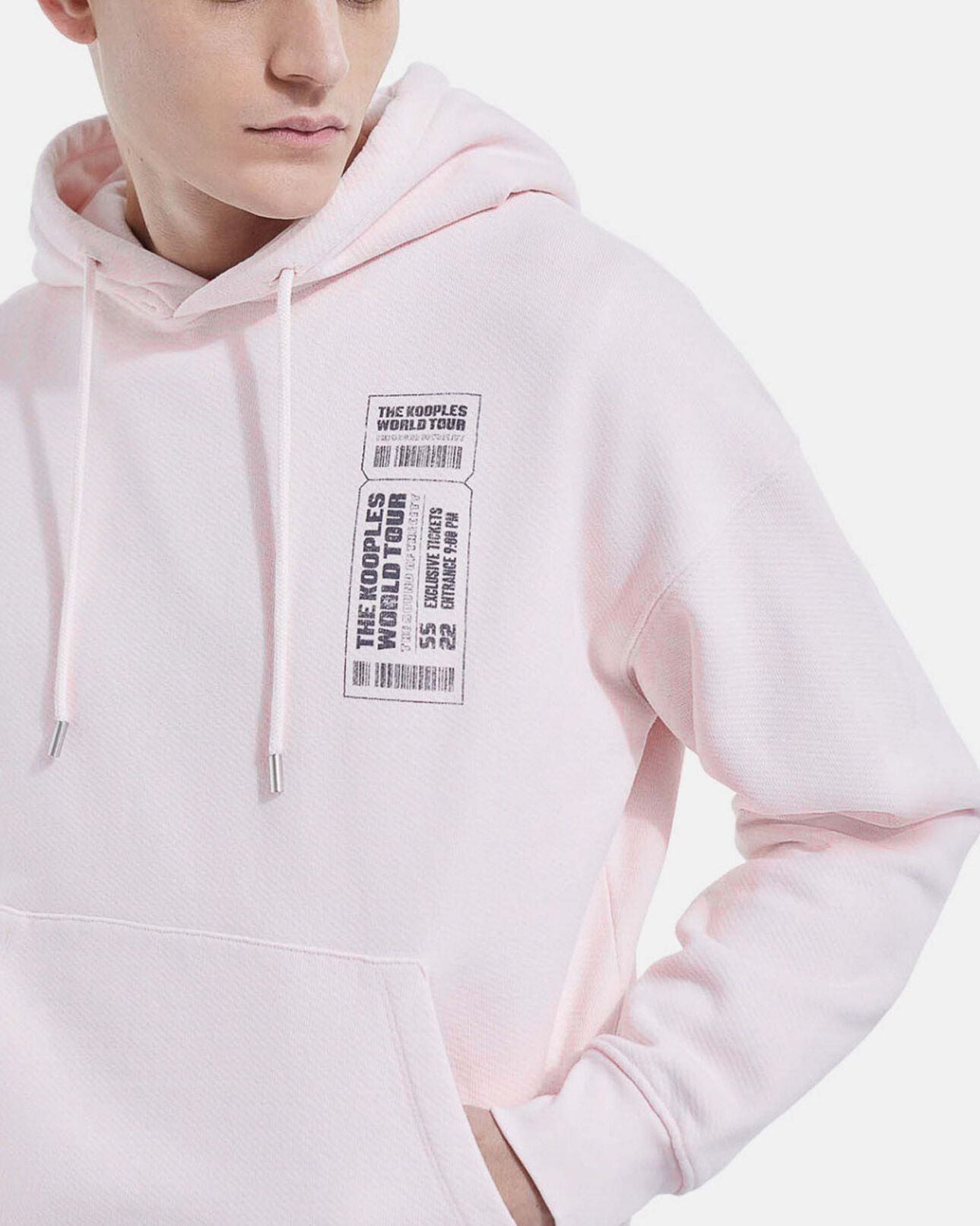 The Kooples MEN PINK pink cotton hoodie with white inscription