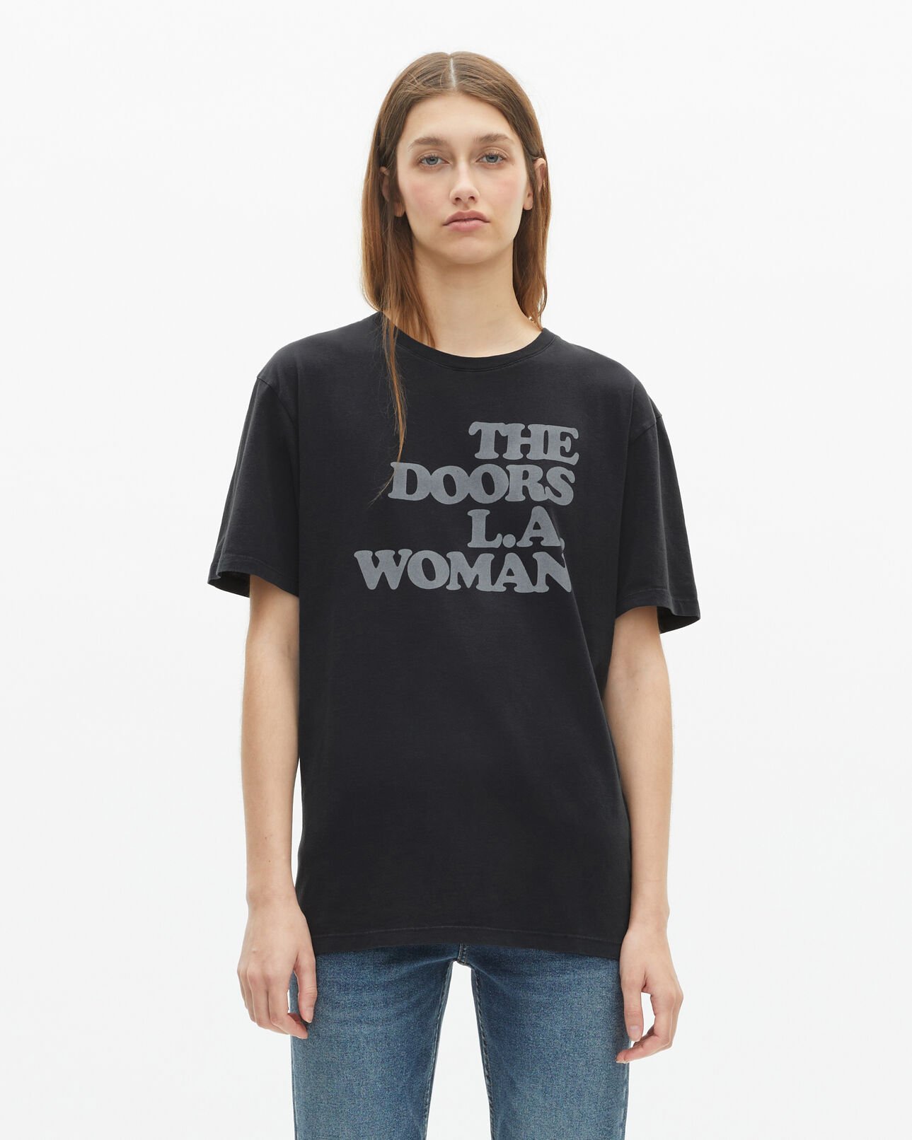 The Kooples M BLACK WASHED the doors x the kooples mixed t-shirt black