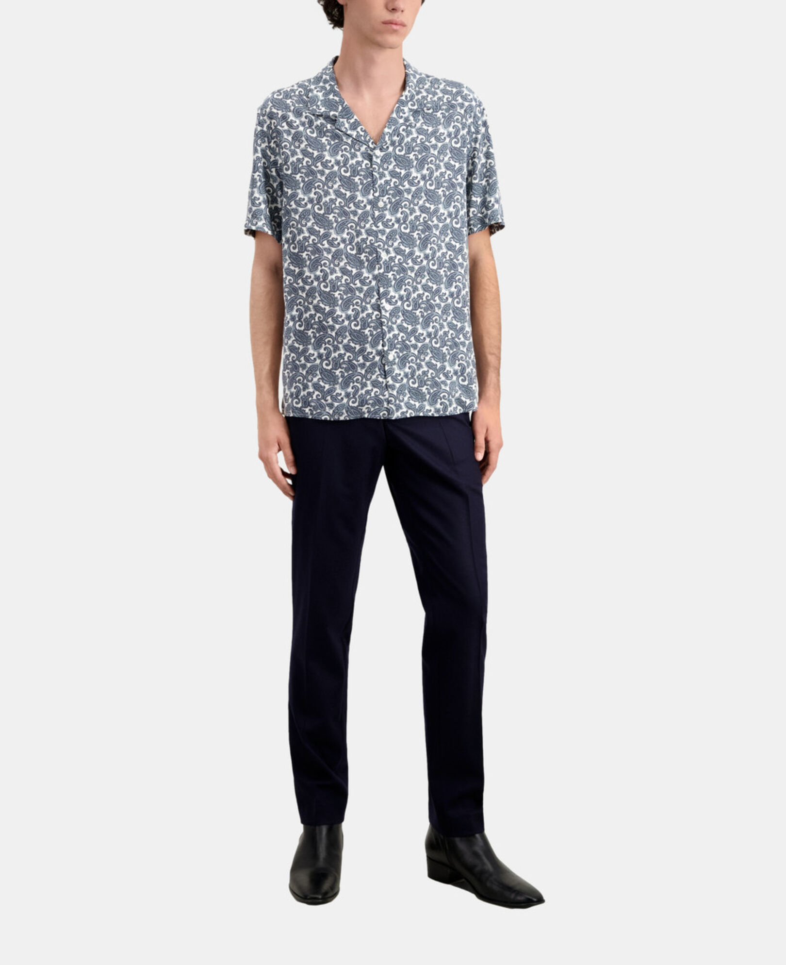 The Kooples HERREN WHITE - BLUE kurzärmeliges hemd mit print 