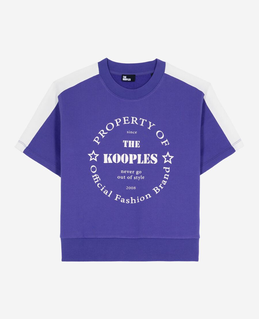 The Kooples WOMEN ELECTRIC BLUE short-sleeved sweatshirt with purple screen print