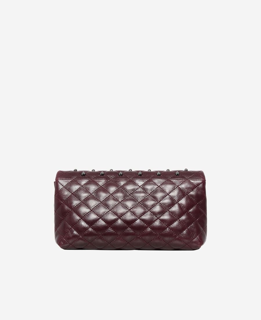 The Kooples WOMEN BURGUNDY heritage small clutch bag in burgundy leather