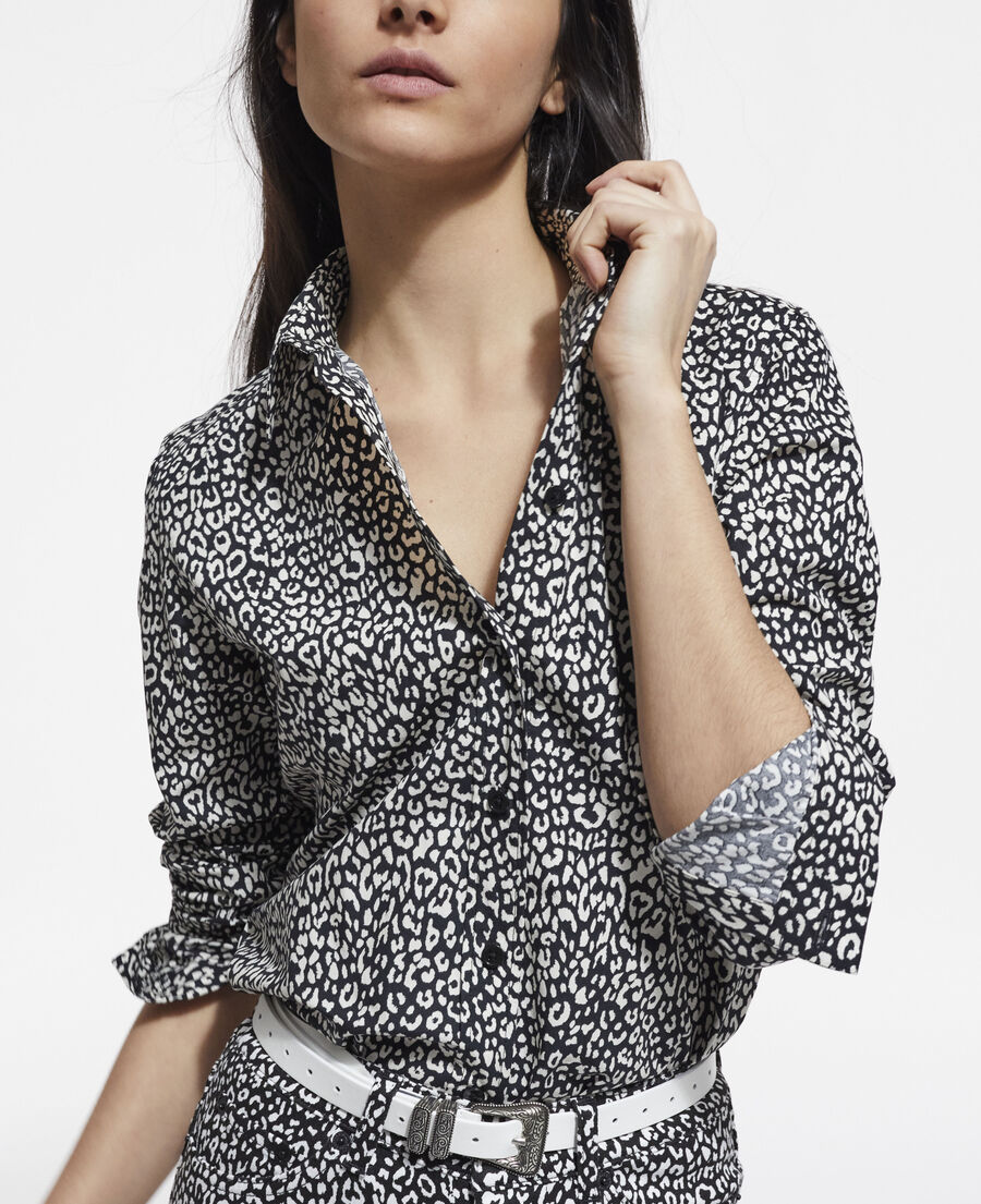 black leopard-print shirt