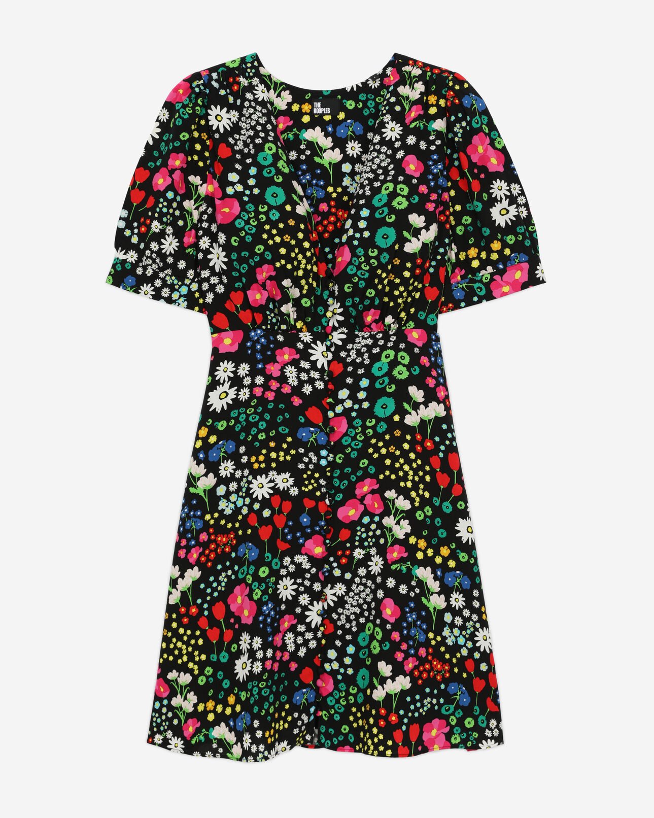 The Kooples DAMEN MULTICOLOR kurzes kleid mit print und knopfverschluss
