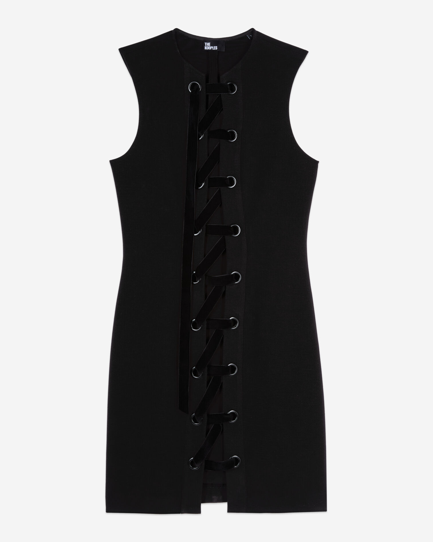 Short black dress with lacing, BLACK, hi-res image number null