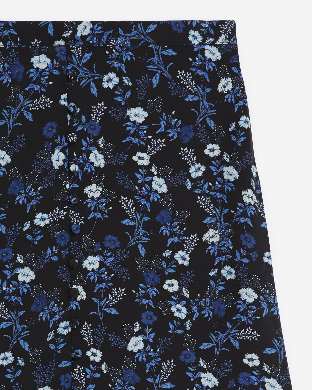 The Kooples FEMME BLUE jupe mi-longue fluide bleue à motifs
