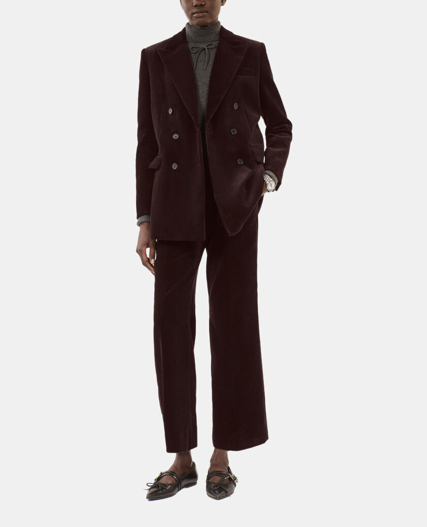 The Kooples FEMME BROWN veste tailleur en velours côtelé marron