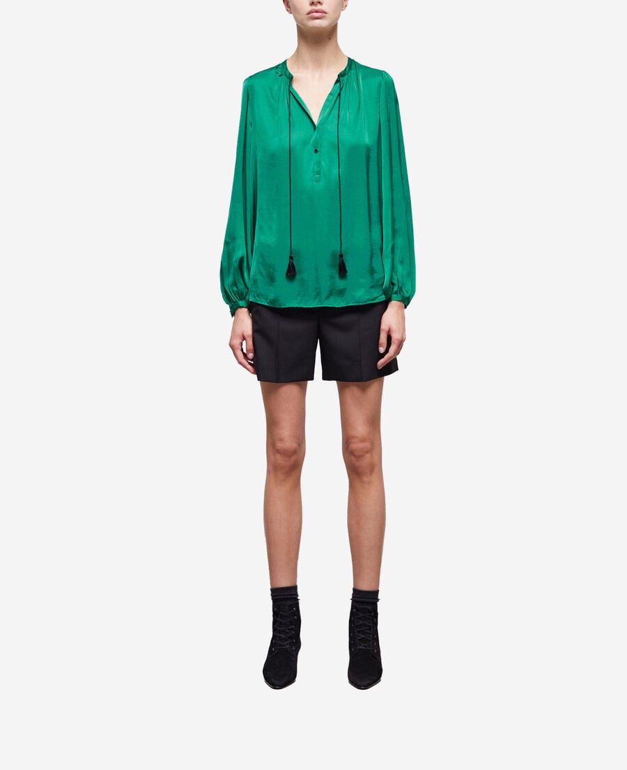 The Kooples WOMEN GREEN green shirt with puffed sleeves