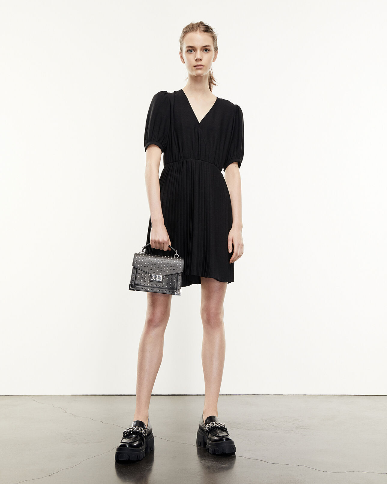 The Kooples FEMME BLACK robe noir manches courtes