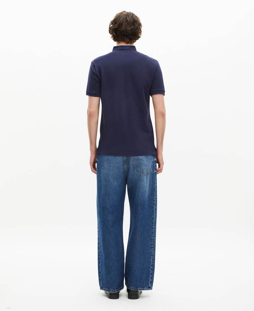 The Kooples HOMME NAVY/ PIPING NAVY polo en coton piqué bleu marine