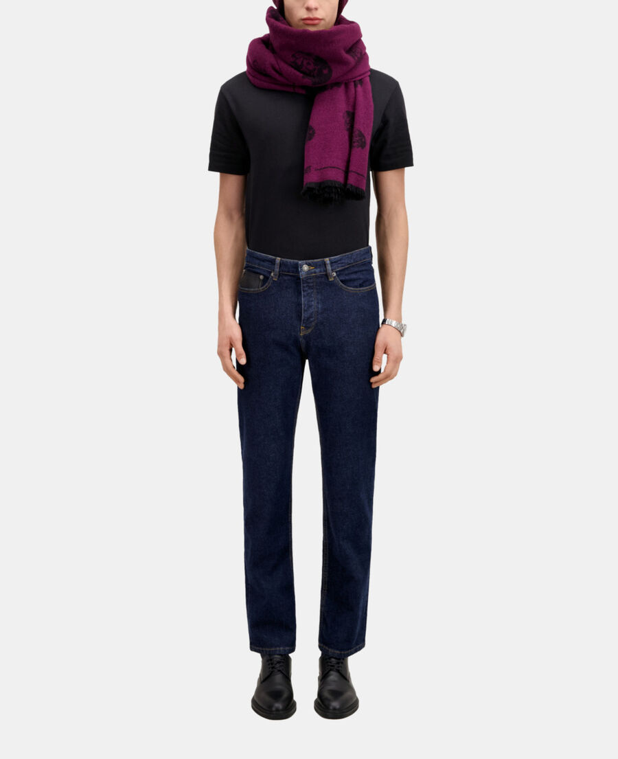 jean bleu slim avec poche en cuir