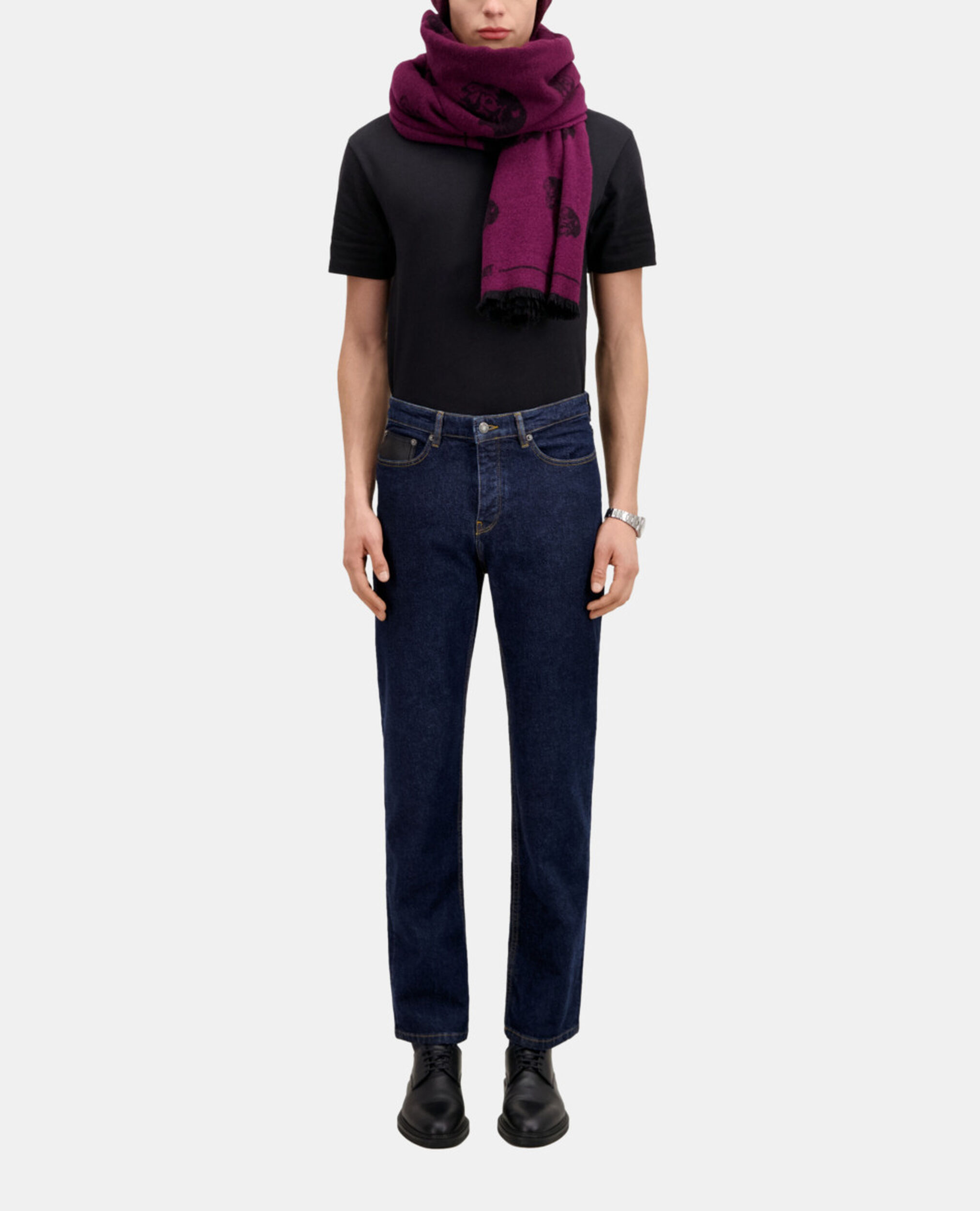 Jean bleu slim avec poche en cuir, BLUE BRUT, hi-res image number null