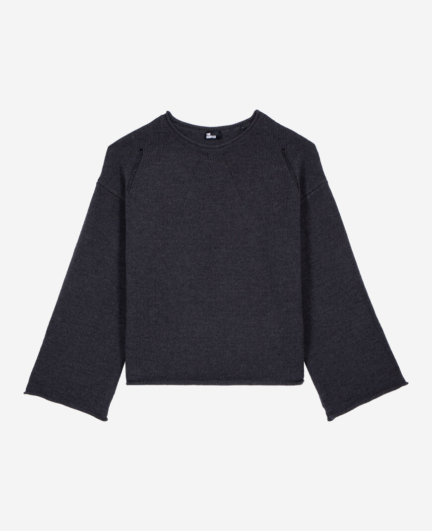 The Kooples WOMEN DARK GREY grey merino wool sweater