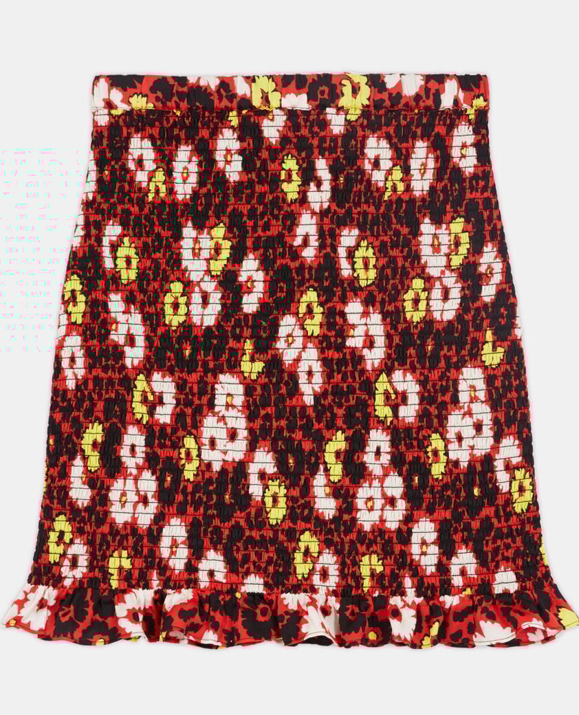 The Kooples F RED / YELLOW floral print short skirt