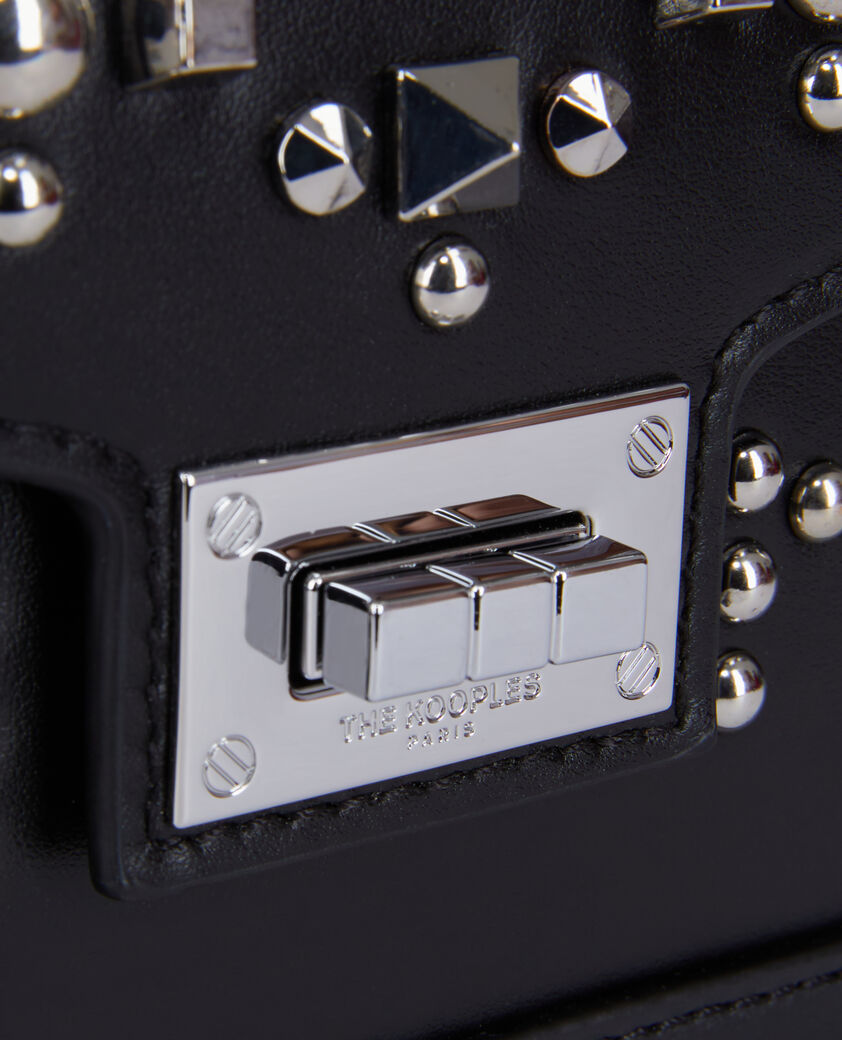 The Kooples WOMEN BLACK emily chain bag in black leather with studs