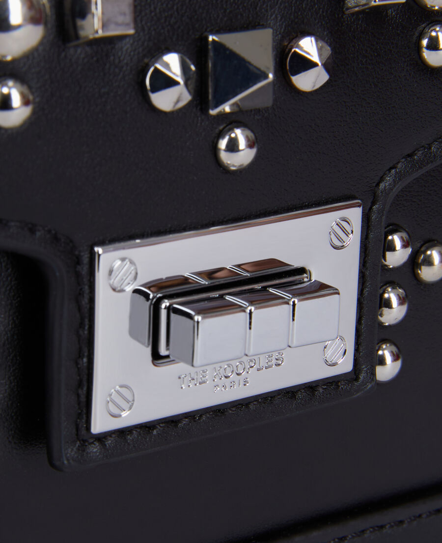 The Kooples WOMEN BLACK emily chain bag in black leather with studs