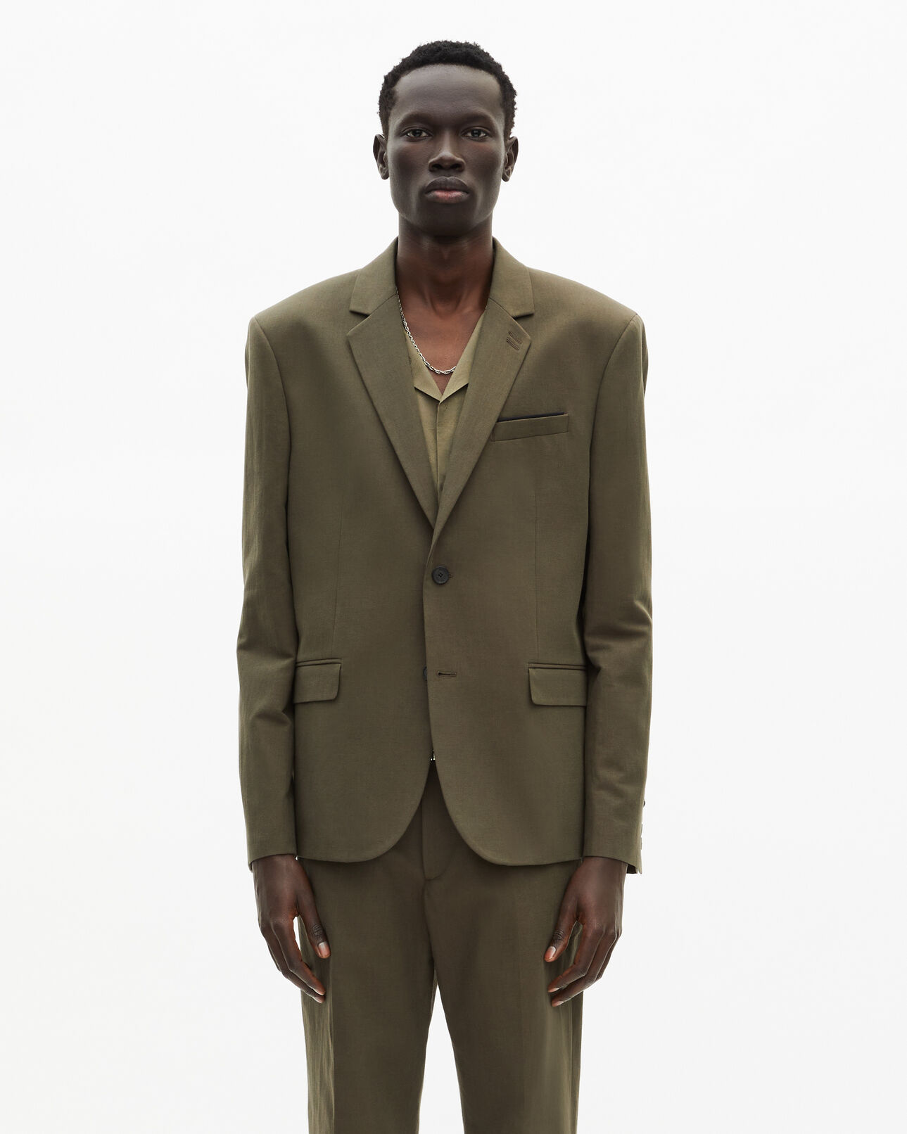 The Kooples MEN KAKI khaki cotton - linen suit jacket