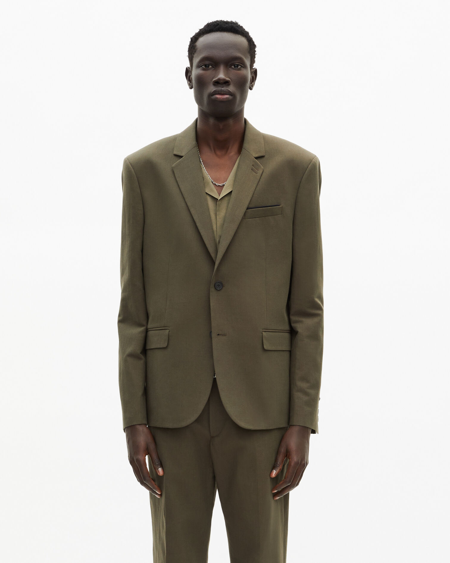 Khaki cotton - linen suit jacket, KAKI, hi-res image number null