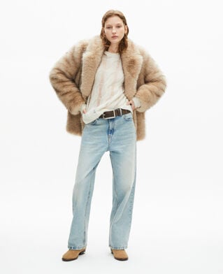 The Kooples WOMEN BEIGE MELANGE beige fur-effect coat