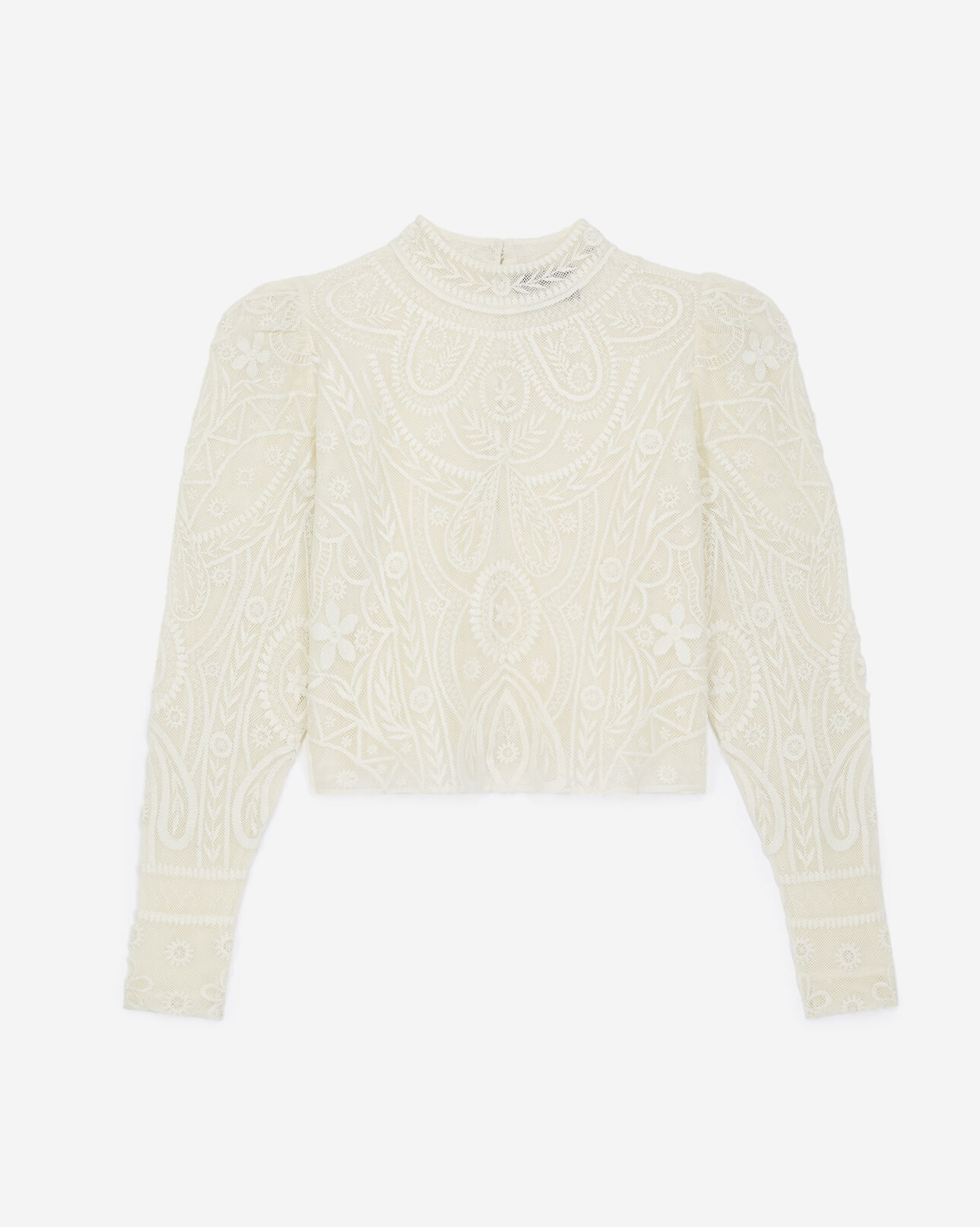 The Kooples WOMEN ECRU ecru lace top with high neck