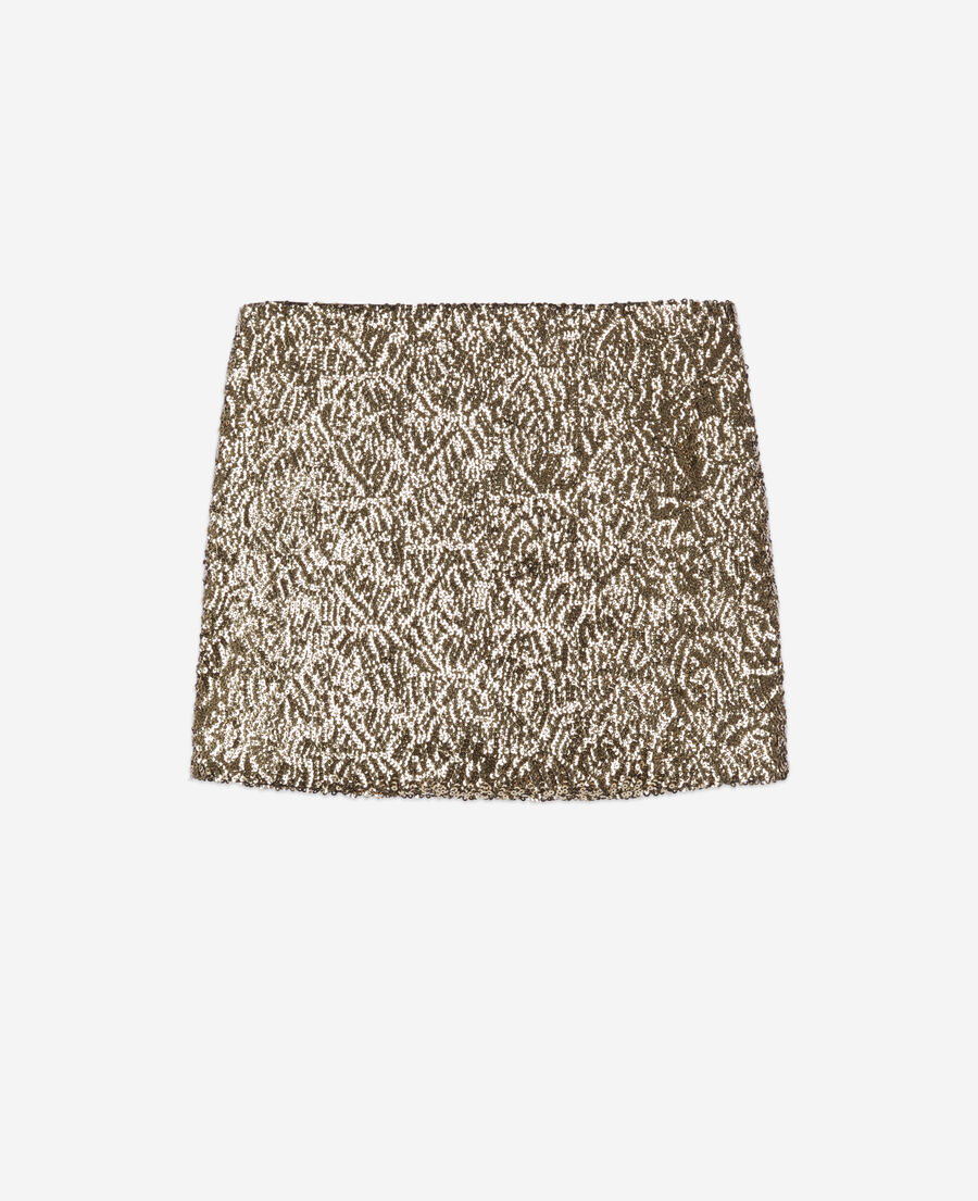 The Kooples WOMEN GOLD short golden sequined skirt
