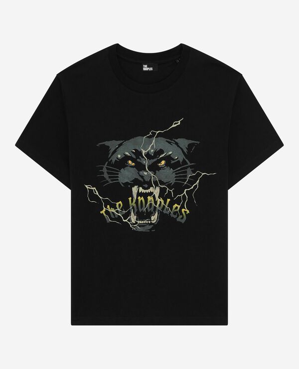 The Kooples FEMME BLACK WASHED t-shirt avec sérigraphie à strass noir