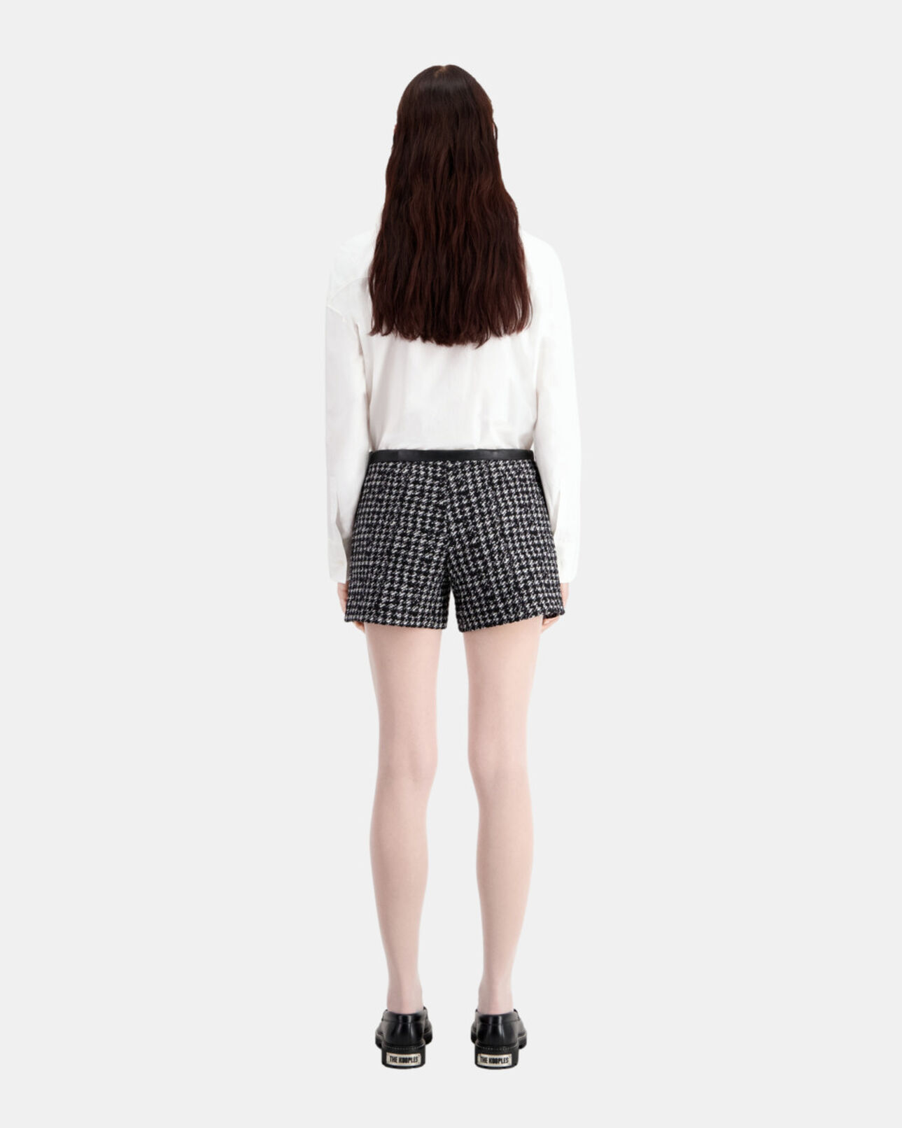 The Kooples WOMEN BLACK WHITE black tweed shorts