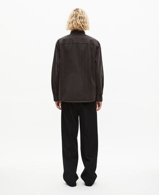 The Kooples MEN WASHED GREY brown and blue molten stripe overshirt