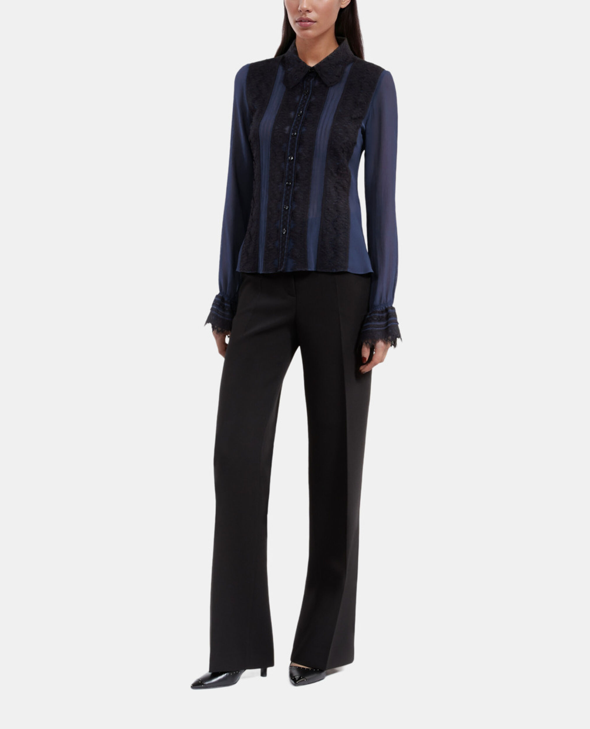 Navy blue silk shirt, DARK NAVY, hi-res image number null