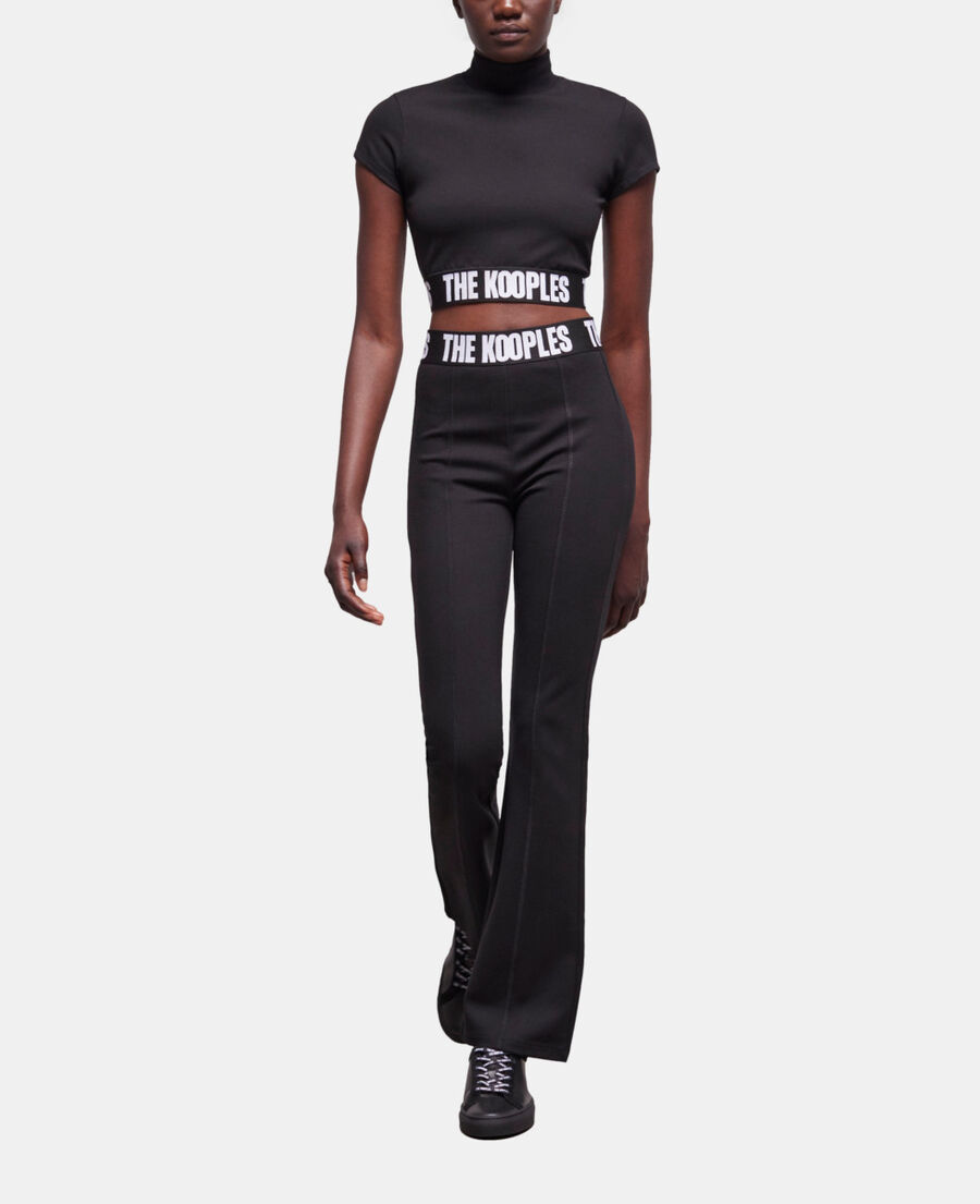 black logo flared pants