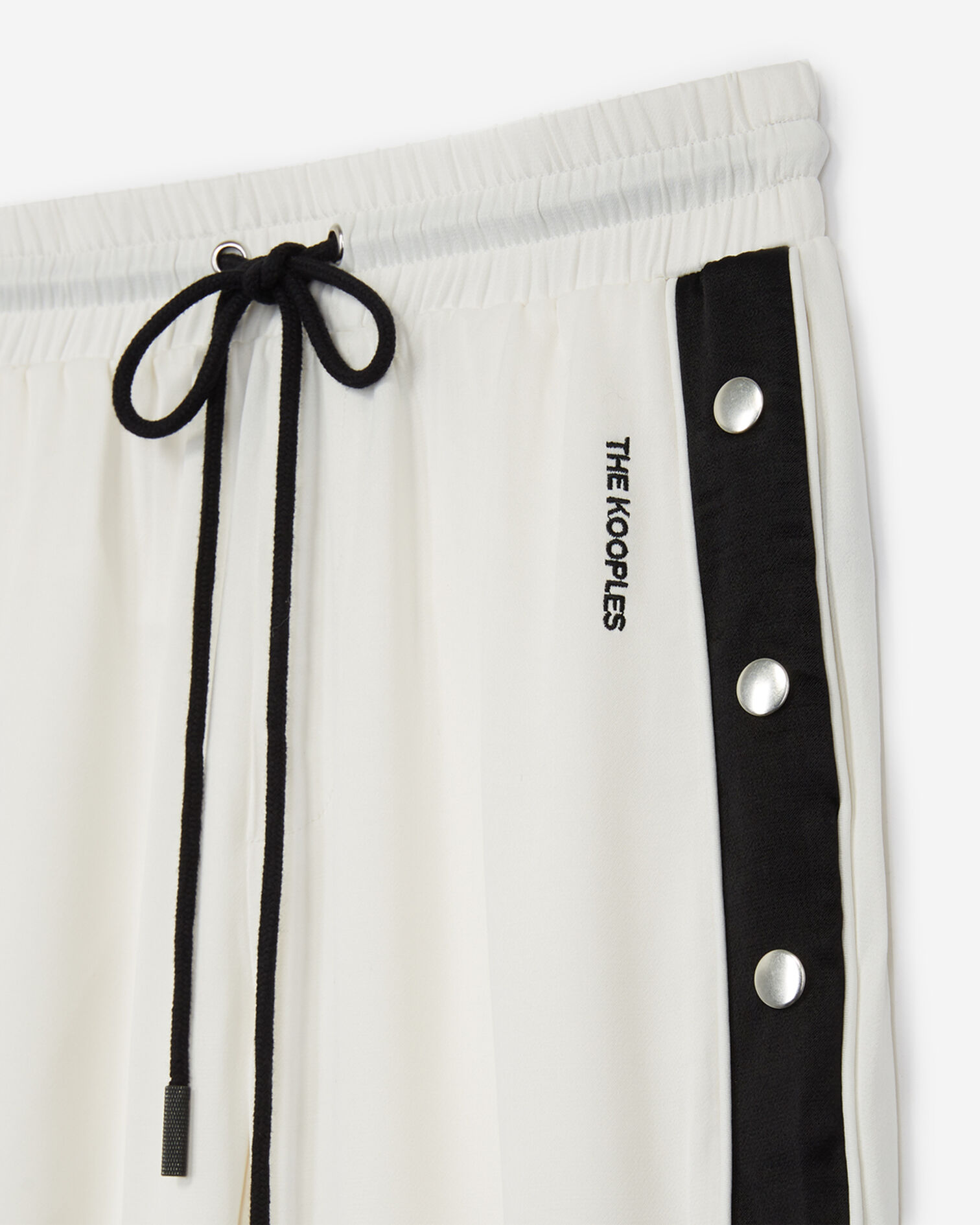 Pantalon fluide blanc viscose bande contrastée, ECRU BLACK, hi-res image number null