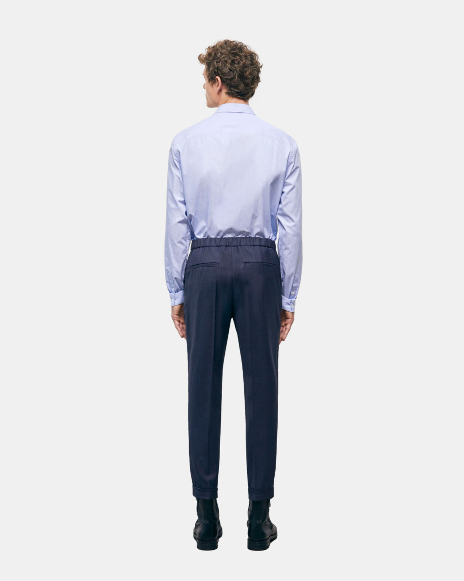 Navy blue wool suit pants, NAVY, hi-res image number null