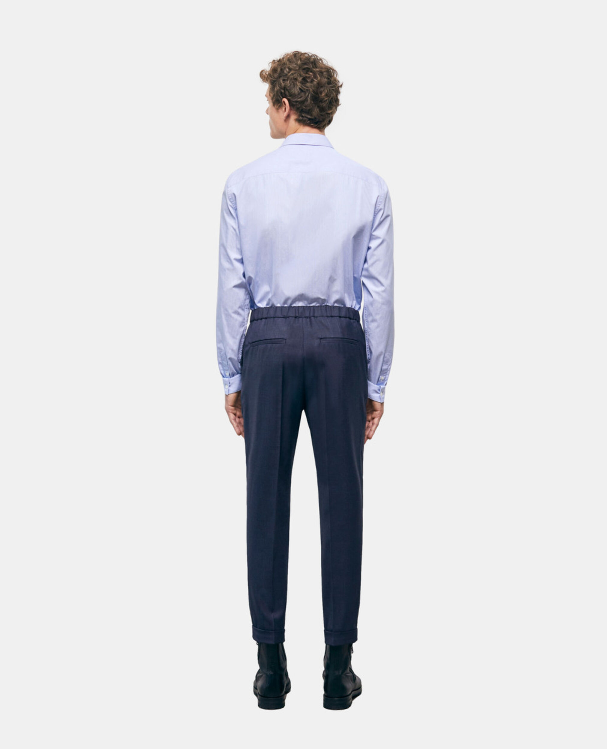 Navy blue wool suit pants, NAVY, hi-res image number null