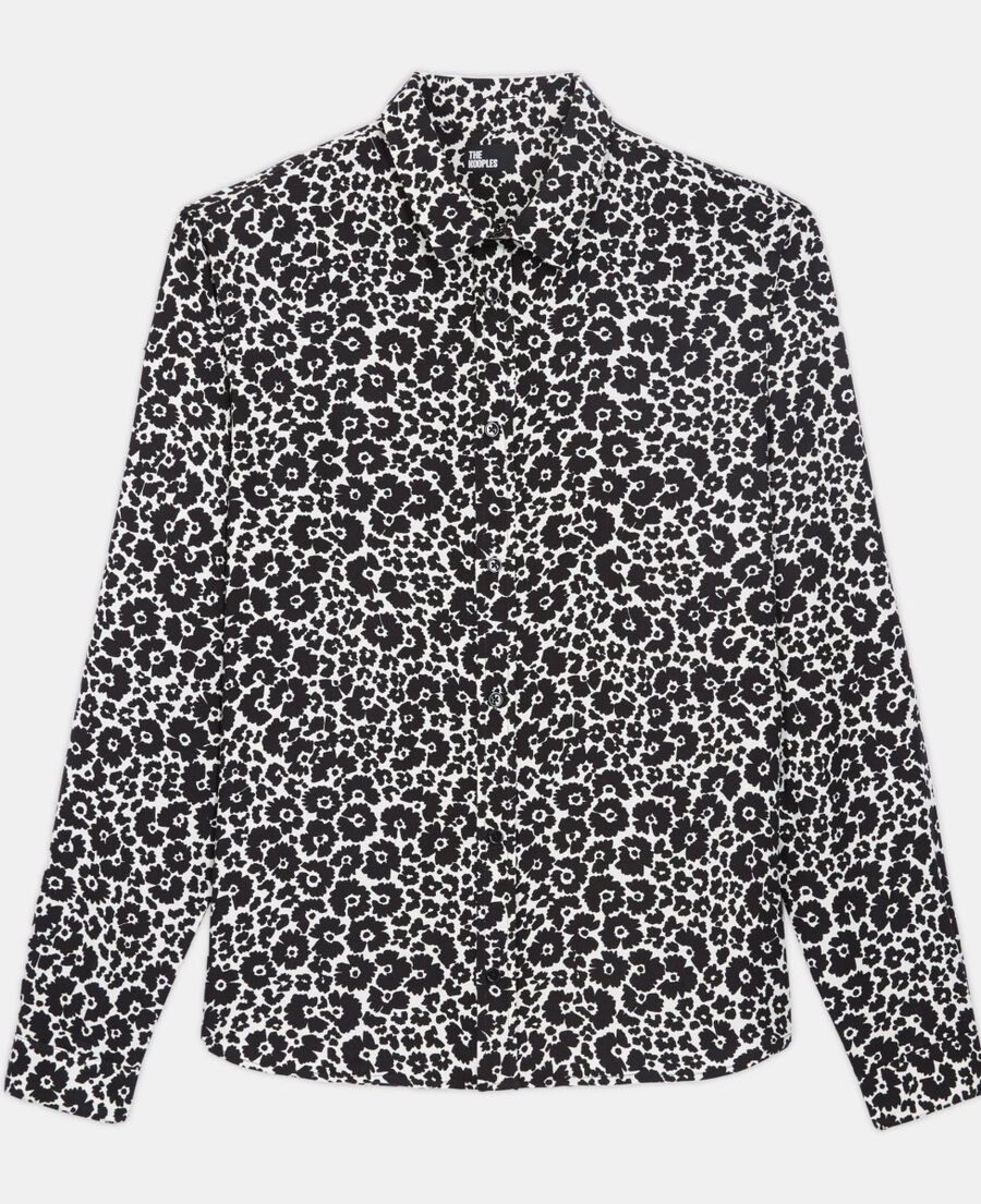 The Kooples HOMME BLACK WHITE chemise col classique fleurie