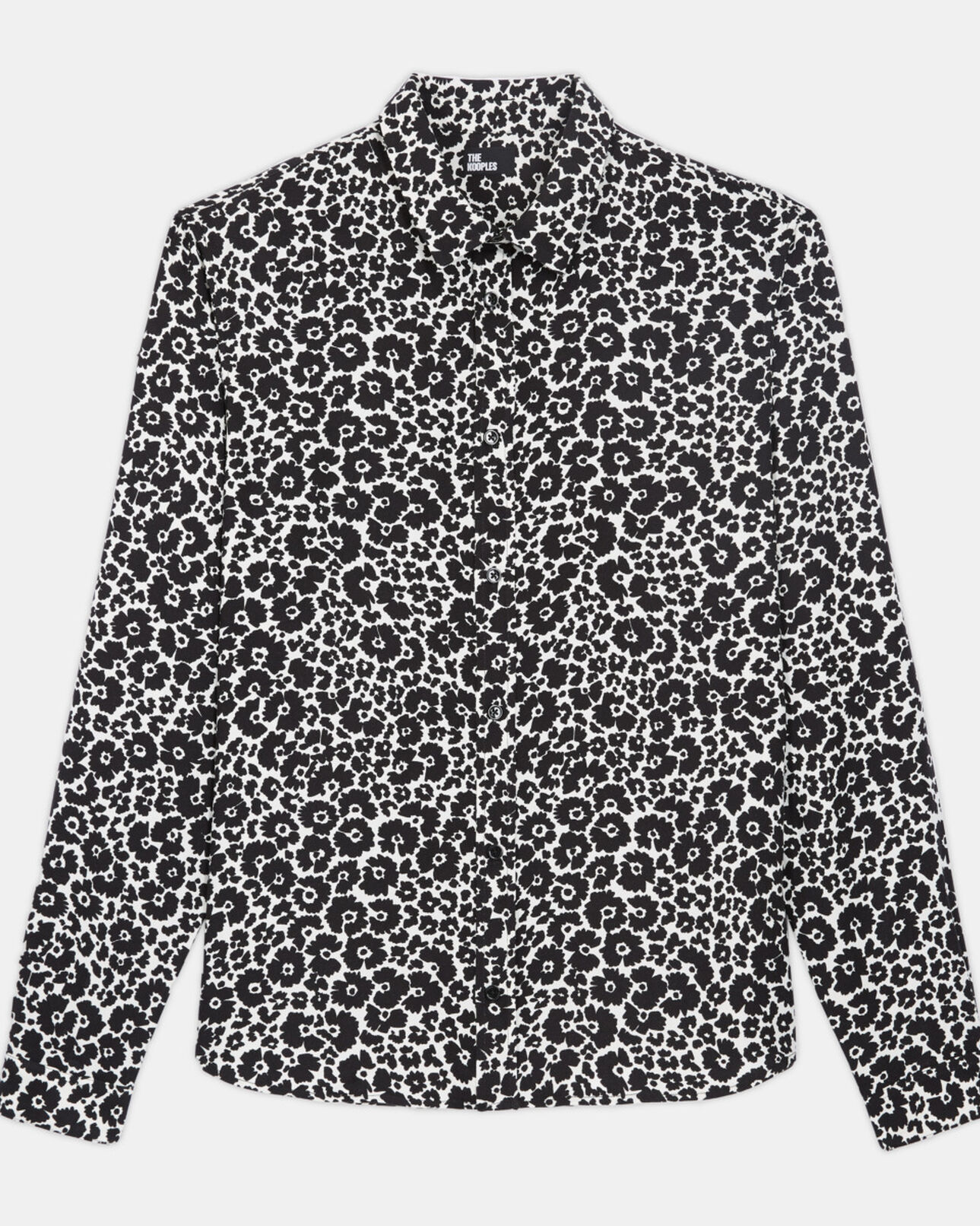 The Kooples MEN BLACK WHITE floral shirt with classic collar