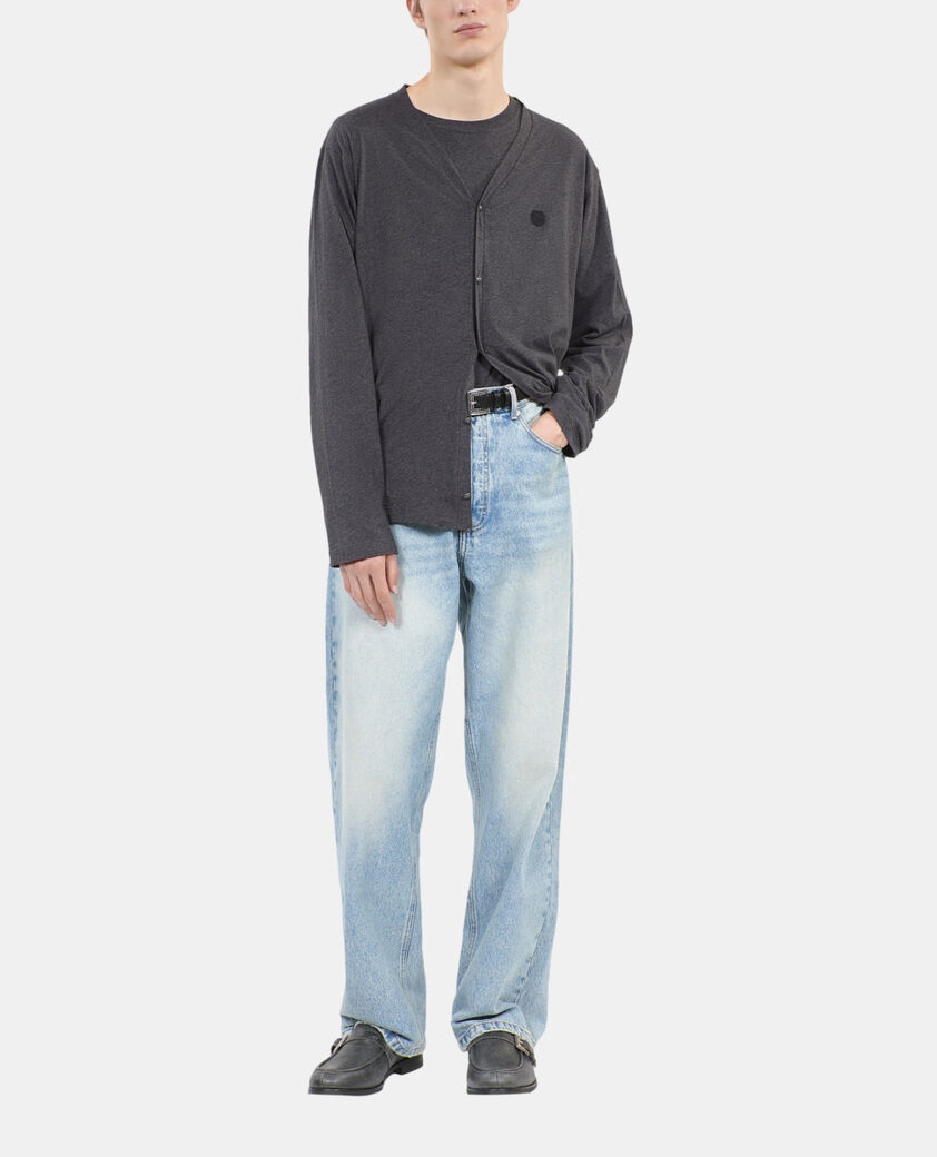 The Kooples HOMME ANTHRACITE MELANGE cardigan en coton gris