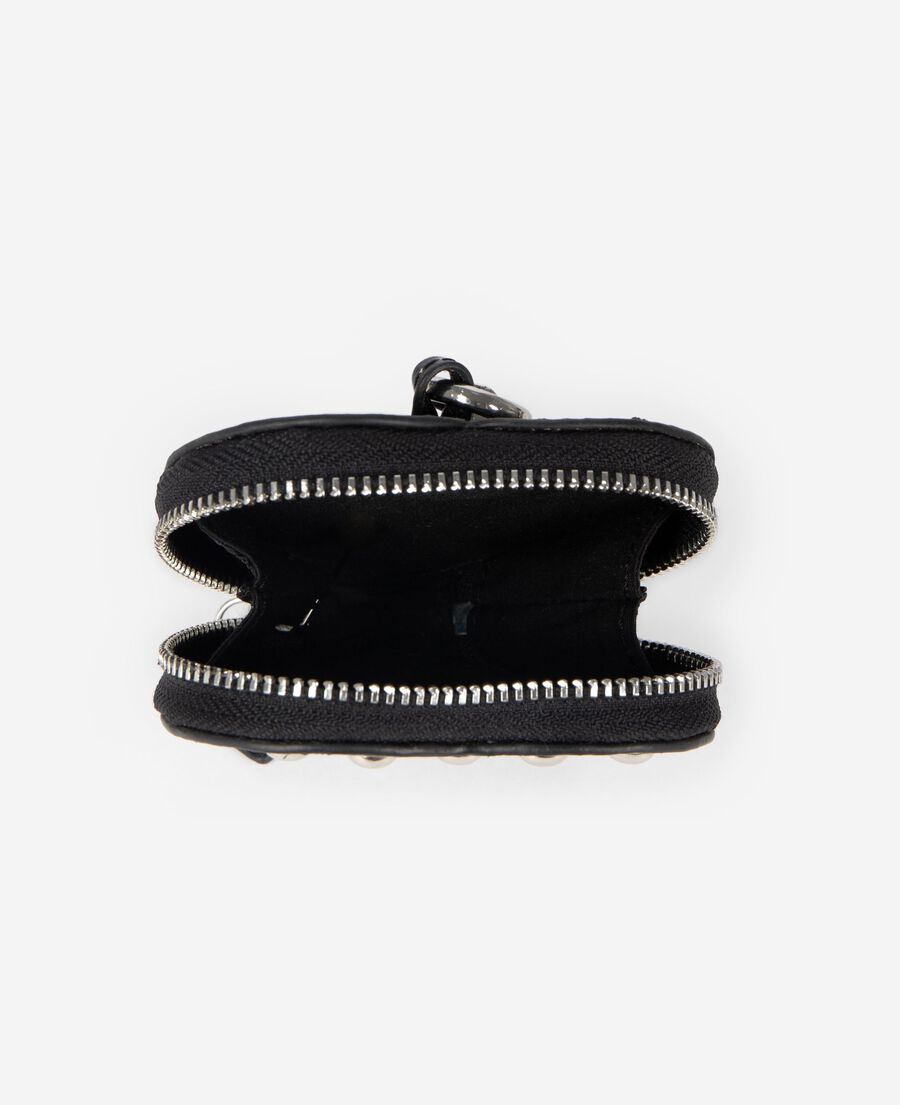 The Kooples F BLACK black leather purse/bag charm