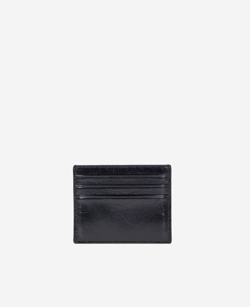 The Kooples MIXED BLACK black leather blazon card holder