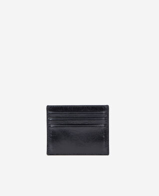 The Kooples MIXED BLACK black leather blazon card holder